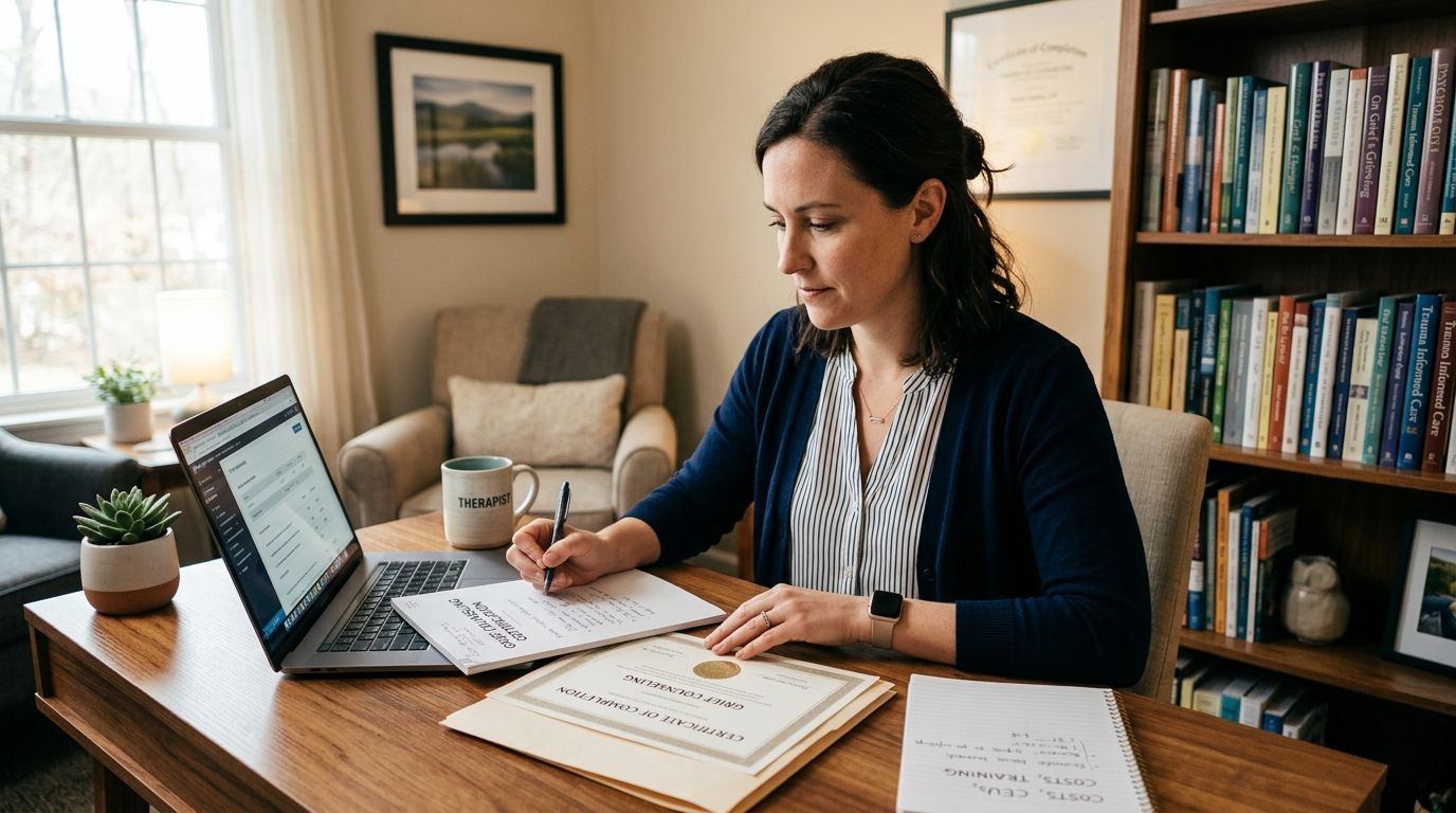 How much does a grief counseling certificate cost for therapists?